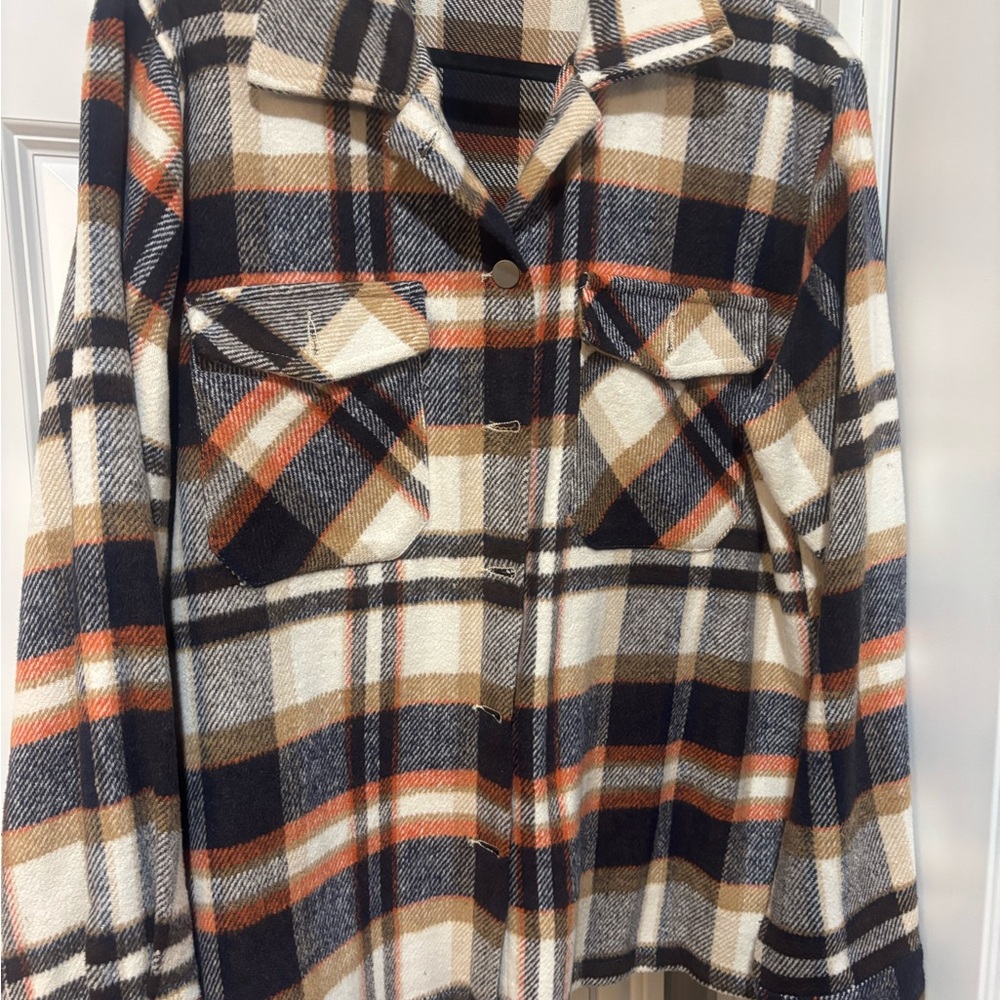 Plaid Women's Jacket - navy, White, Tan